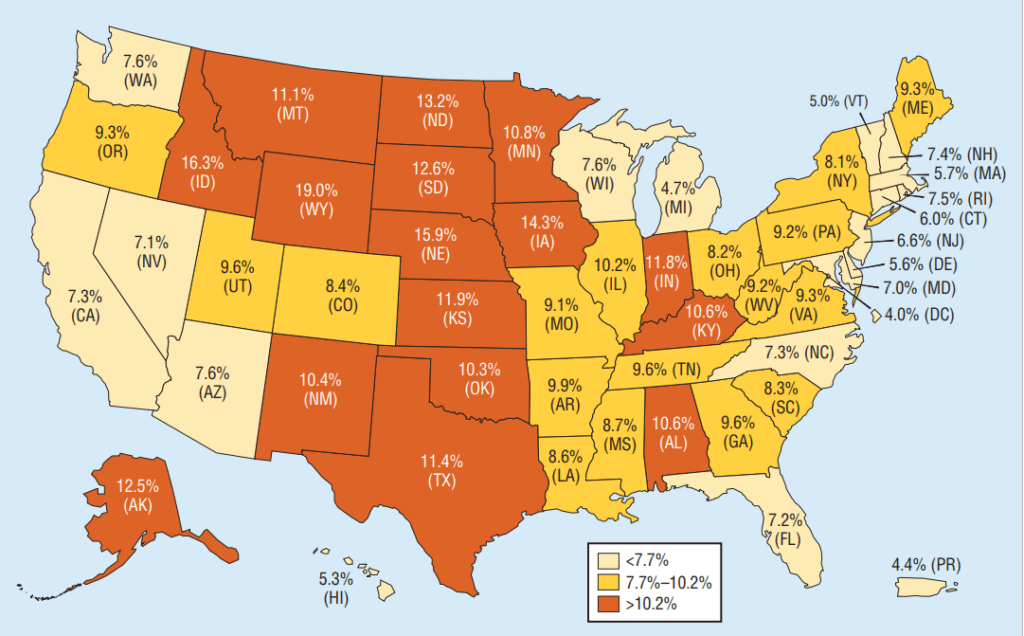 Map of large truck accidents in the U.S.